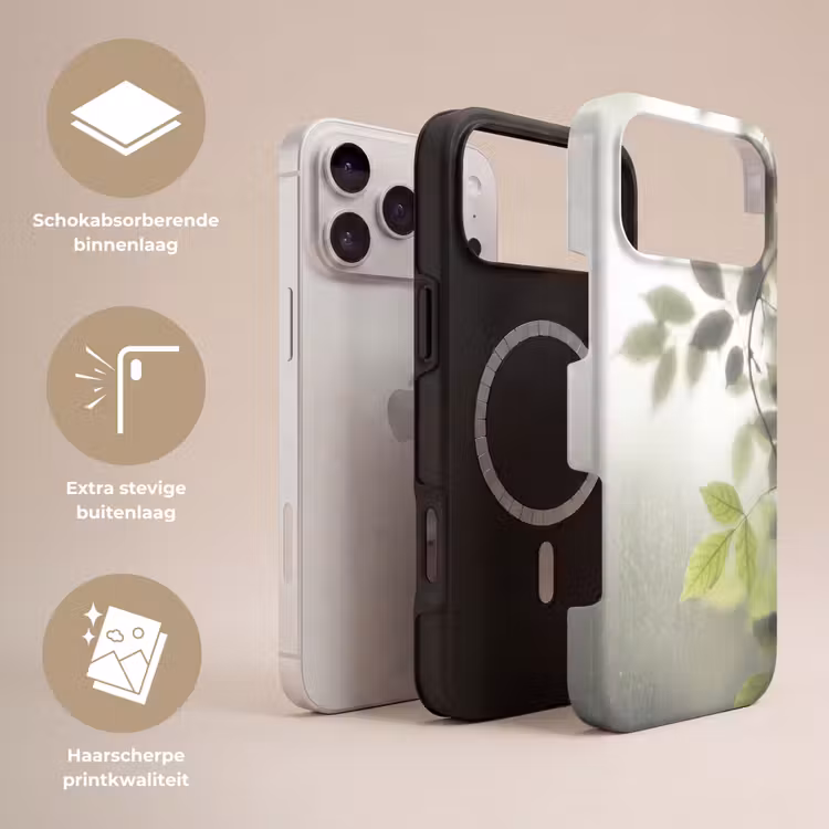 Telefoonhoesje Toughcase - Blad - Schaduw - Natuur - Abstract - Groen — 3