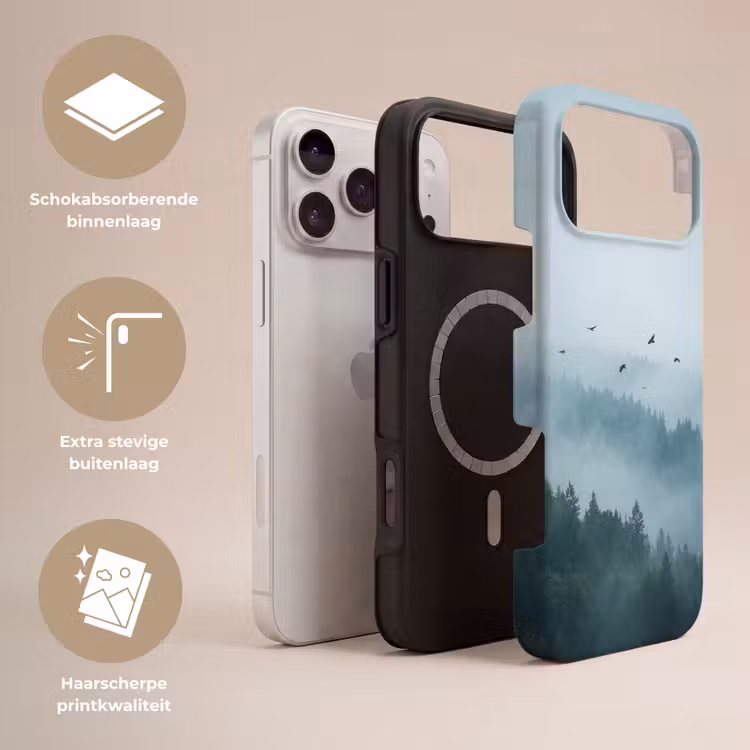 Telefoonhoesje Toughcase - Bos - Mist - Vogels - Natuur - Groen — 3