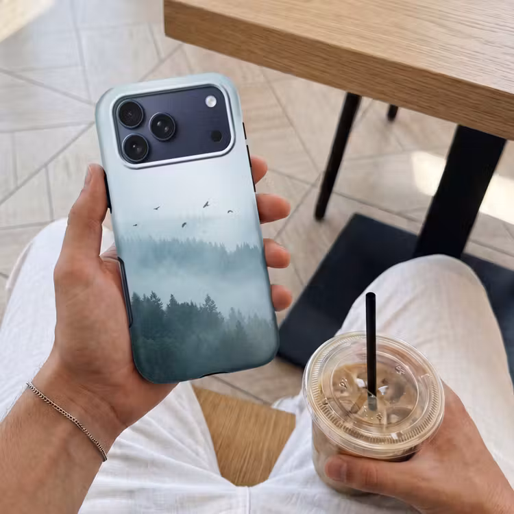 Telefoonhoesje Toughcase - Bos - Mist - Vogels - Natuur - Groen — 4