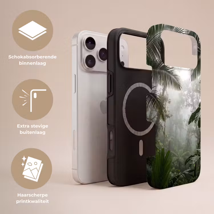 Telefoonhoesje Toughcase - Natuur - Jungle - Mist - Groen - Bladeren — 3