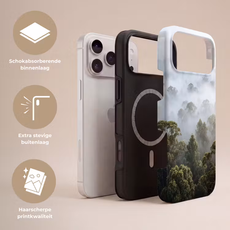 Telefoonhoesje Toughcase - Natuur - Mist - Bos - Ochtend - Goud — 3