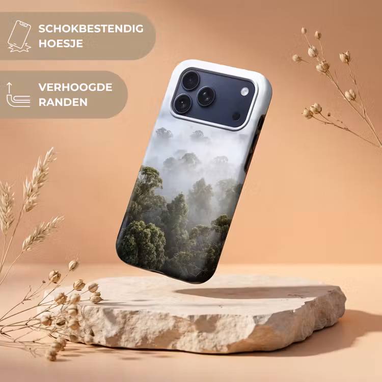 Telefoonhoesje Toughcase - Natuur - Mist - Bos - Ochtend - Goud — 5