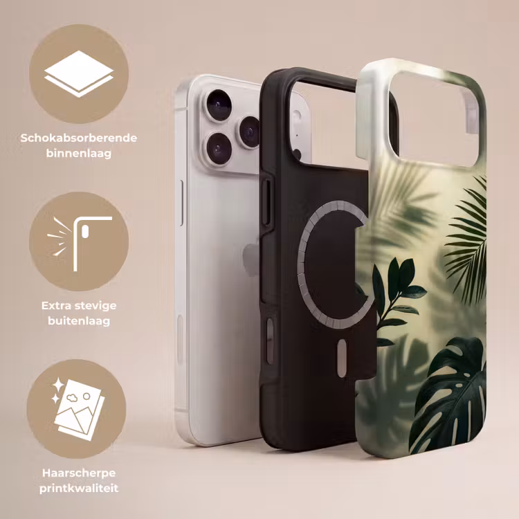 Telefoonhoesje Toughcase - Planten - Bladeren - Schaduwen - Groen - Modern — 3