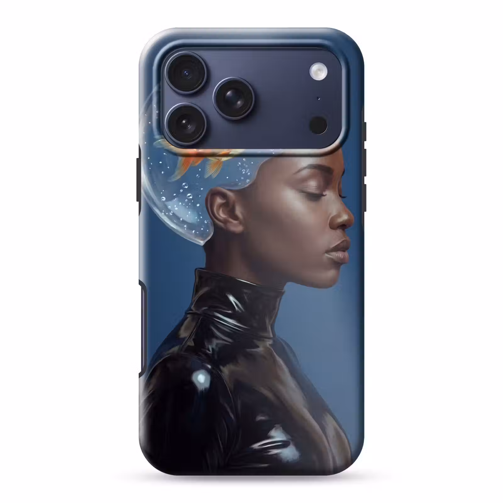 Telefoonhoesje Toughcase - Vrouw - Goudvis - Hoofd - Abstract - Blauw — 1