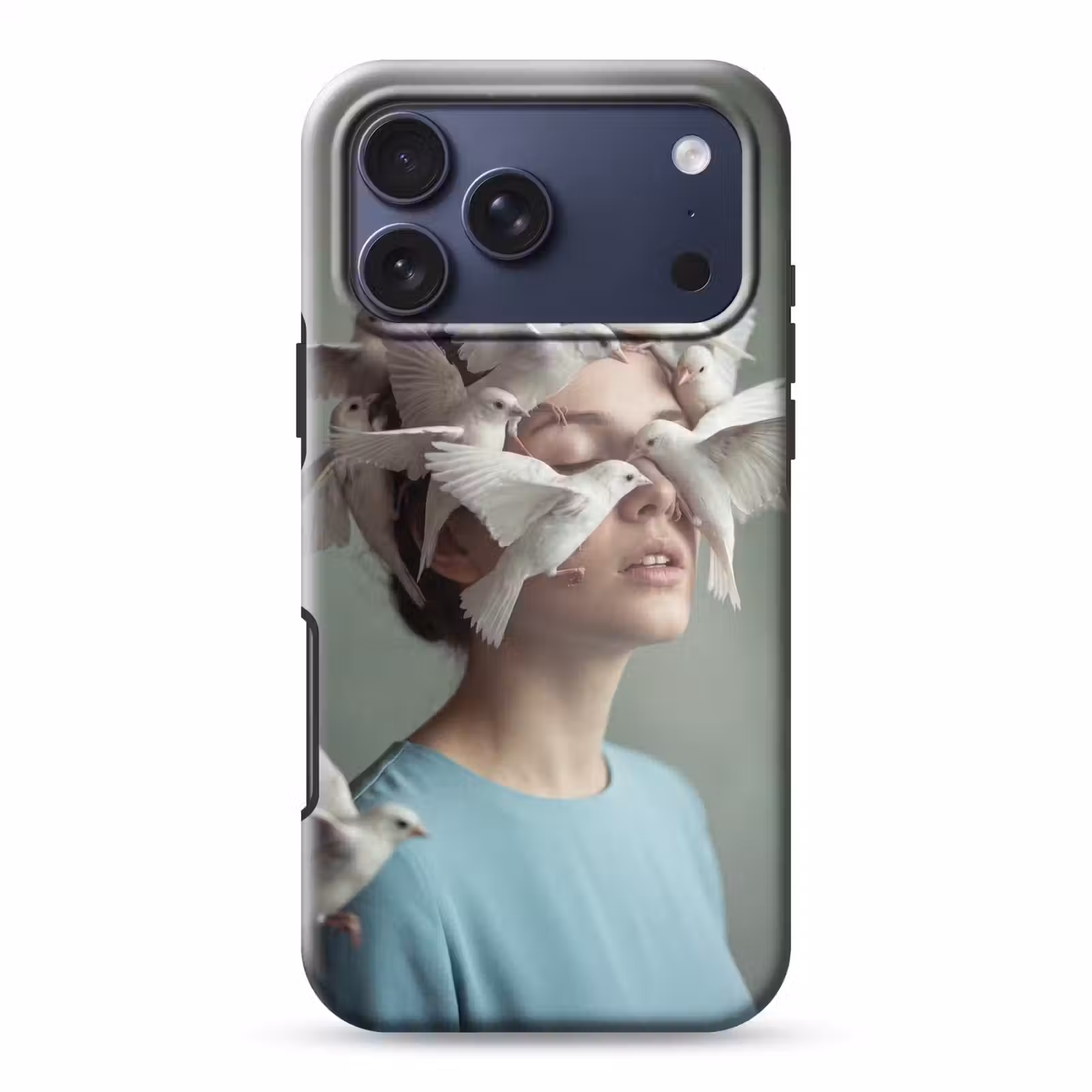Telefoonhoesje Toughcase - Vrouw - Vogels - Abstract - Modern - Wit — 1