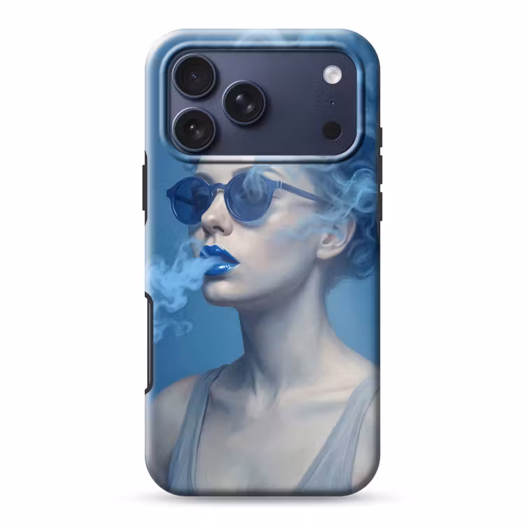 Telefoonhoesje Toughcase - Portret - Zonnebril - Rook - Abstract - Blauw — 1