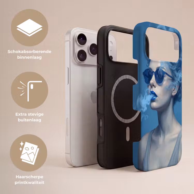 Telefoonhoesje Toughcase - Portret - Zonnebril - Rook - Abstract - Blauw — 3