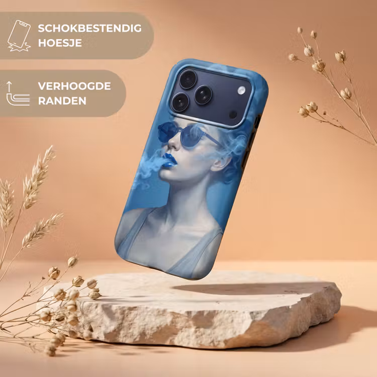 Telefoonhoesje Toughcase - Portret - Zonnebril - Rook - Abstract - Blauw — 5
