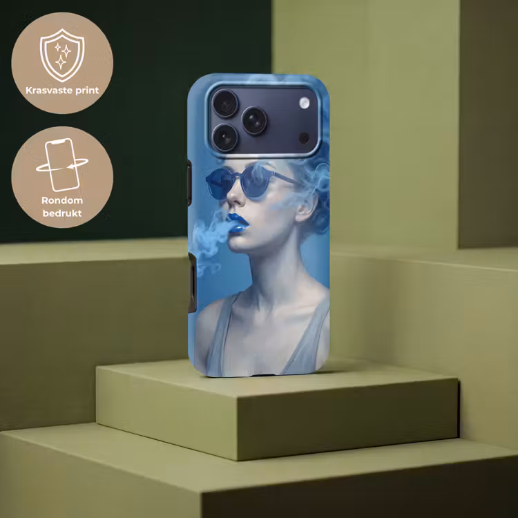 Telefoonhoesje Toughcase - Portret - Zonnebril - Rook - Abstract - Blauw — 7