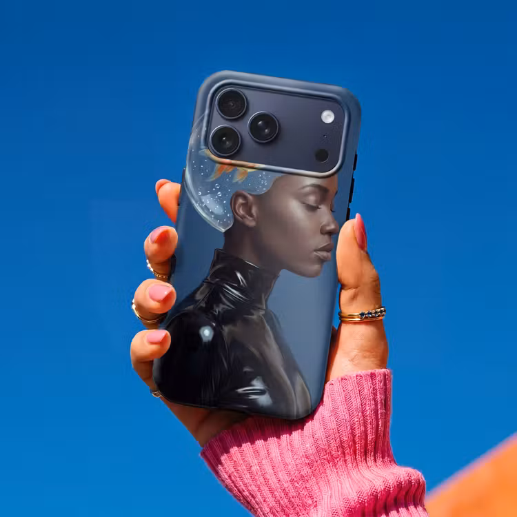 Telefoonhoesje Toughcase - Vrouw - Goudvis - Hoofd - Abstract - Blauw — 2
