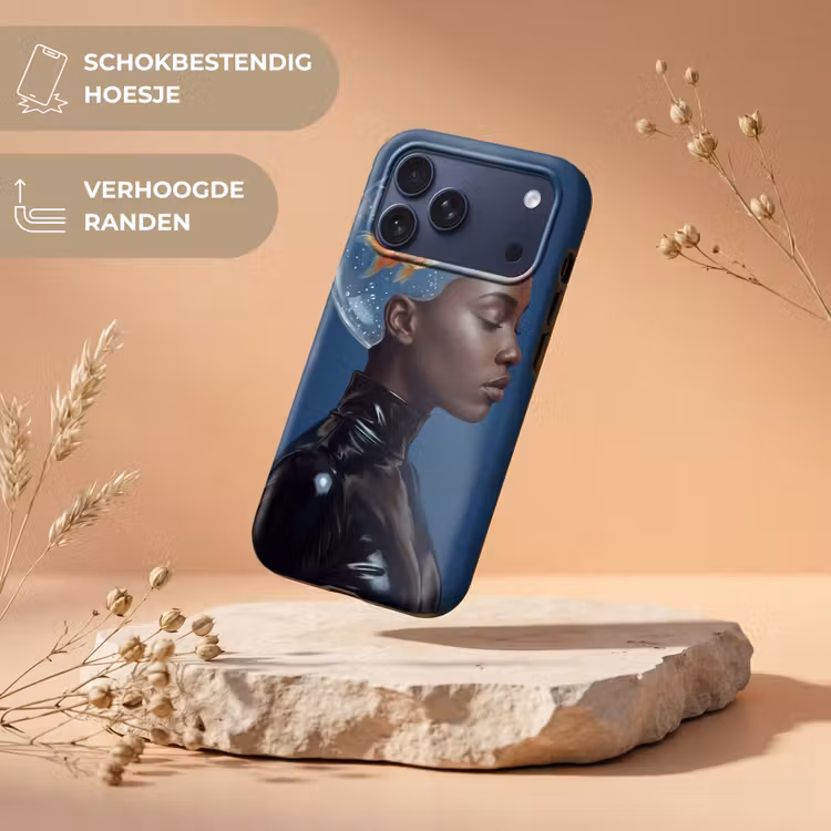 Telefoonhoesje Toughcase - Vrouw - Goudvis - Hoofd - Abstract - Blauw — 5