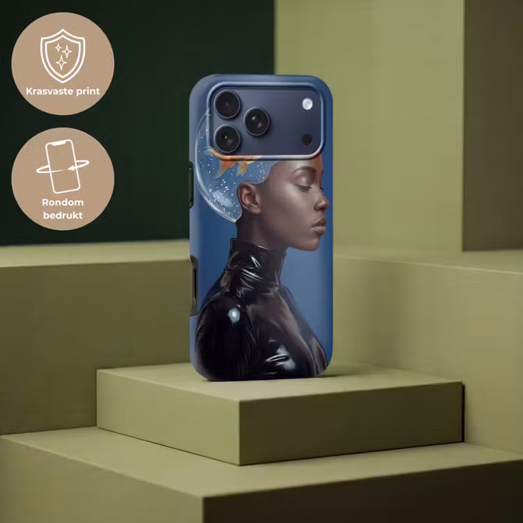 Telefoonhoesje Toughcase - Vrouw - Goudvis - Hoofd - Abstract - Blauw — 7