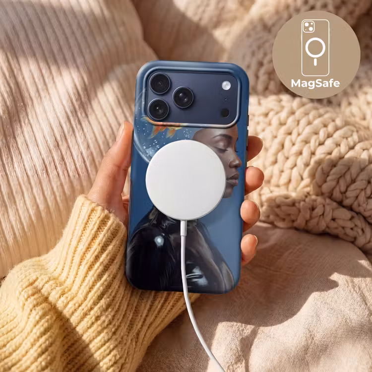 Telefoonhoesje Toughcase - Vrouw - Goudvis - Hoofd - Abstract - Blauw — 8