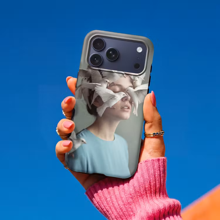 Telefoonhoesje Toughcase - Vrouw - Vogels - Abstract - Modern - Wit — 2