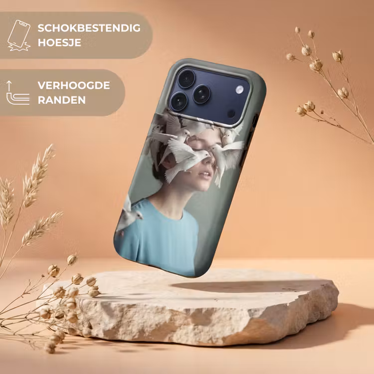 Telefoonhoesje Toughcase - Vrouw - Vogels - Abstract - Modern - Wit — 5