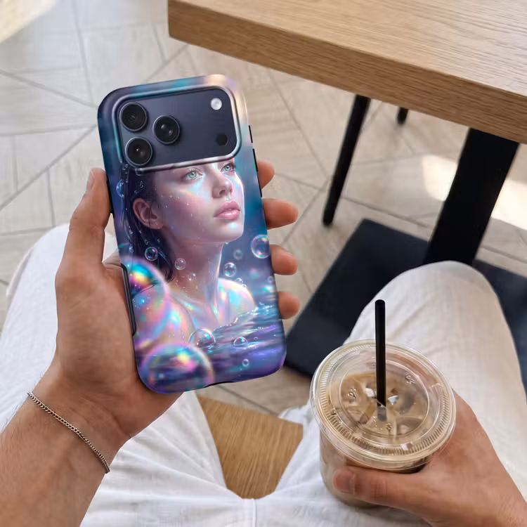 Telefoonhoesje Toughcase - Vrouw - Water - Portret - Kleurrijk - Modern — 4