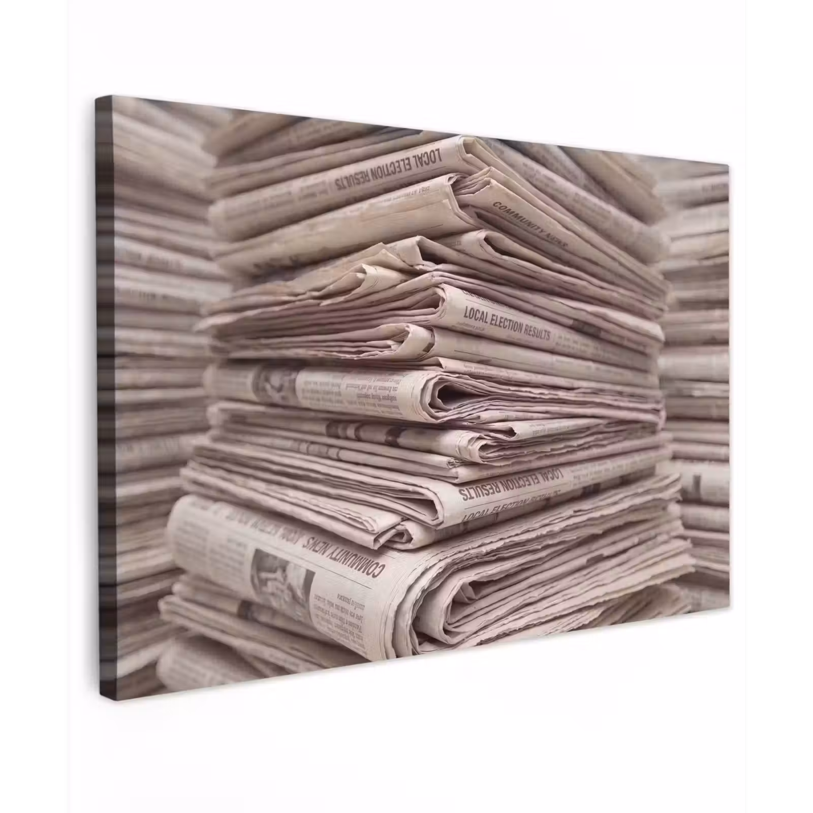 Buiten canvas - Kranten - Stapel - Nieuws - Vintage - Beige — 1
