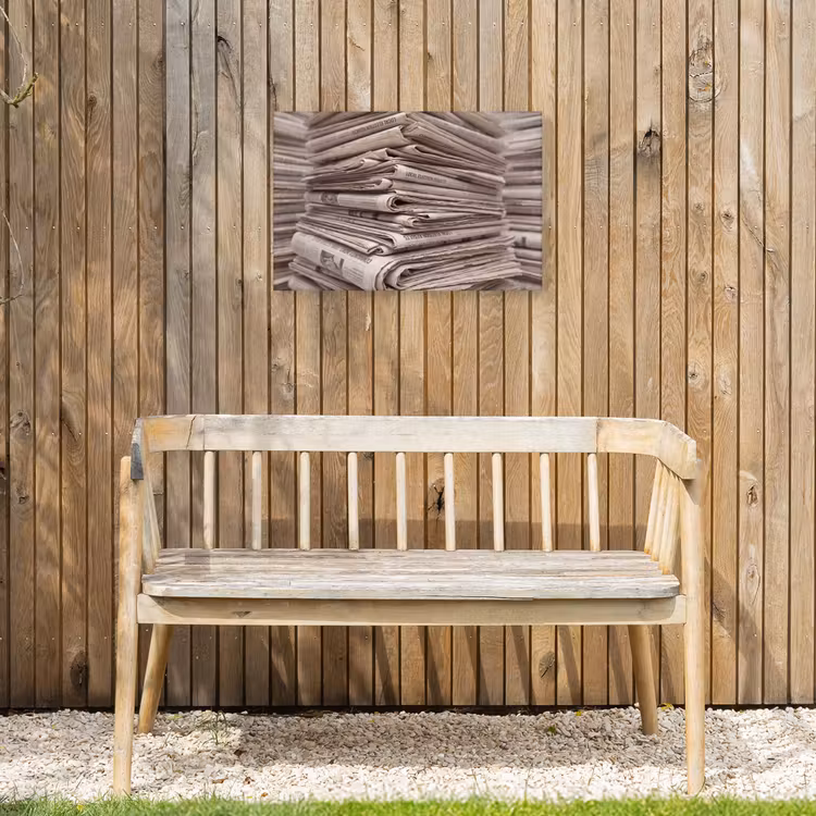 Buiten canvas - Kranten - Stapel - Nieuws - Vintage - Beige — 3