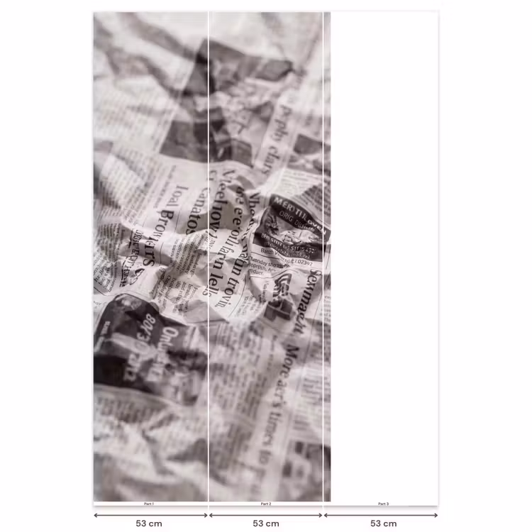 Behang - Krant - Gekreukeld - Textuur - Vintage - Zwart-wit — 6