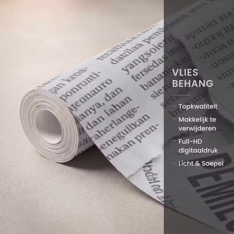 Behang - Krant - Versnipperd - Textuur - Zwart-wit - Abstract — 3