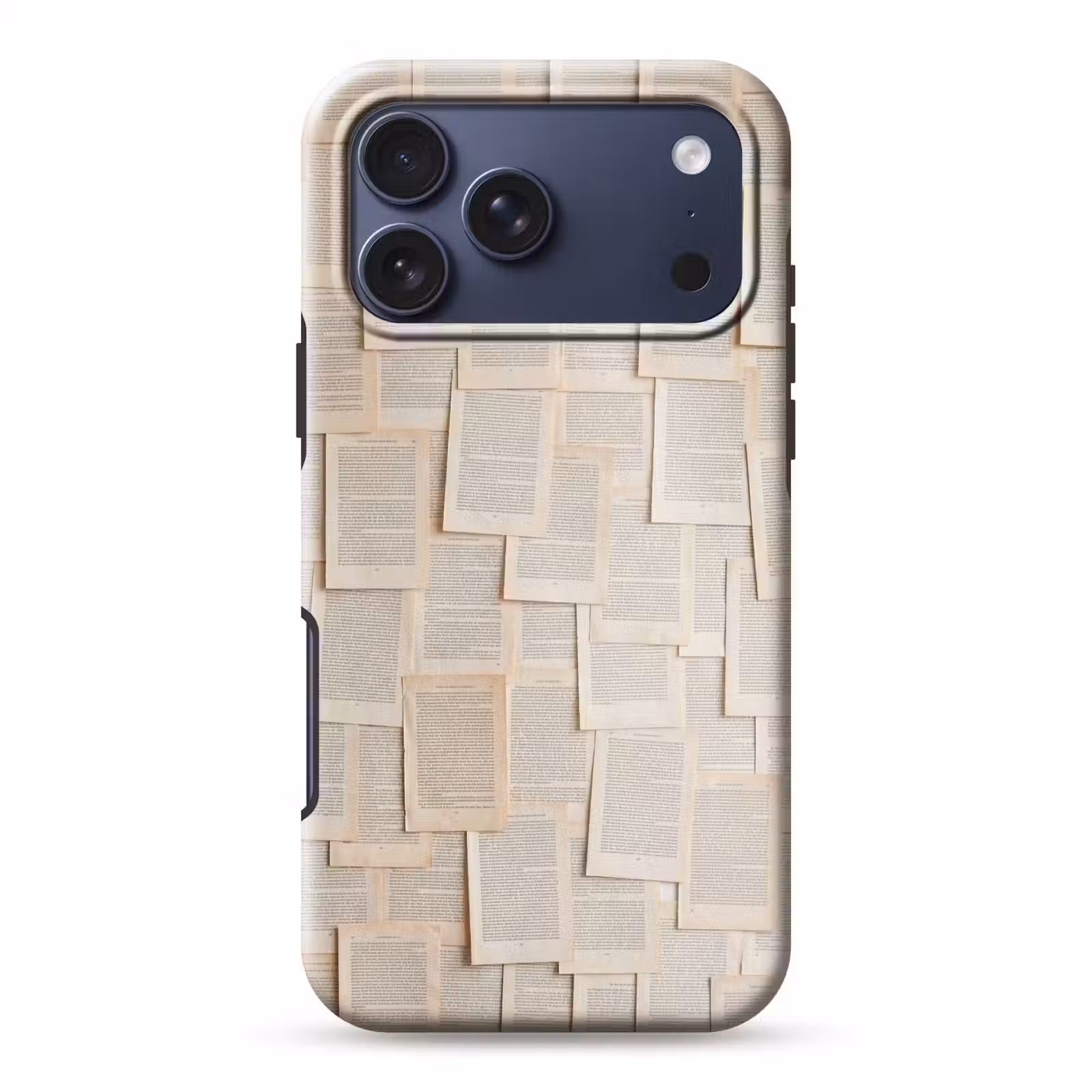 Telefoonhoesje Toughcase - Boekpagina - Collage - Literatuur - Vintage - Beige — 1