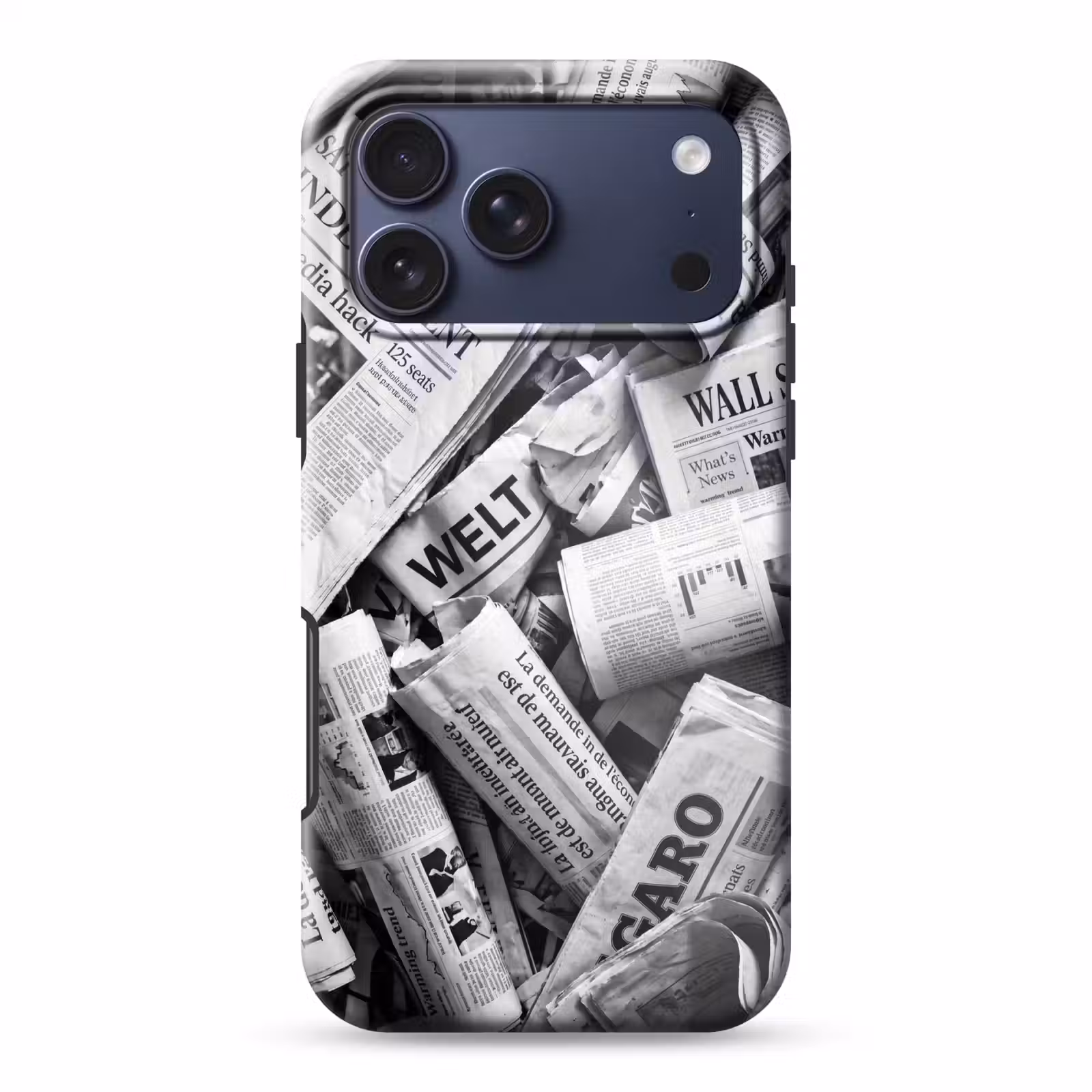 Telefoonhoesje Toughcase - Krant - Stapel - Nieuws - Zwart-wit — 1