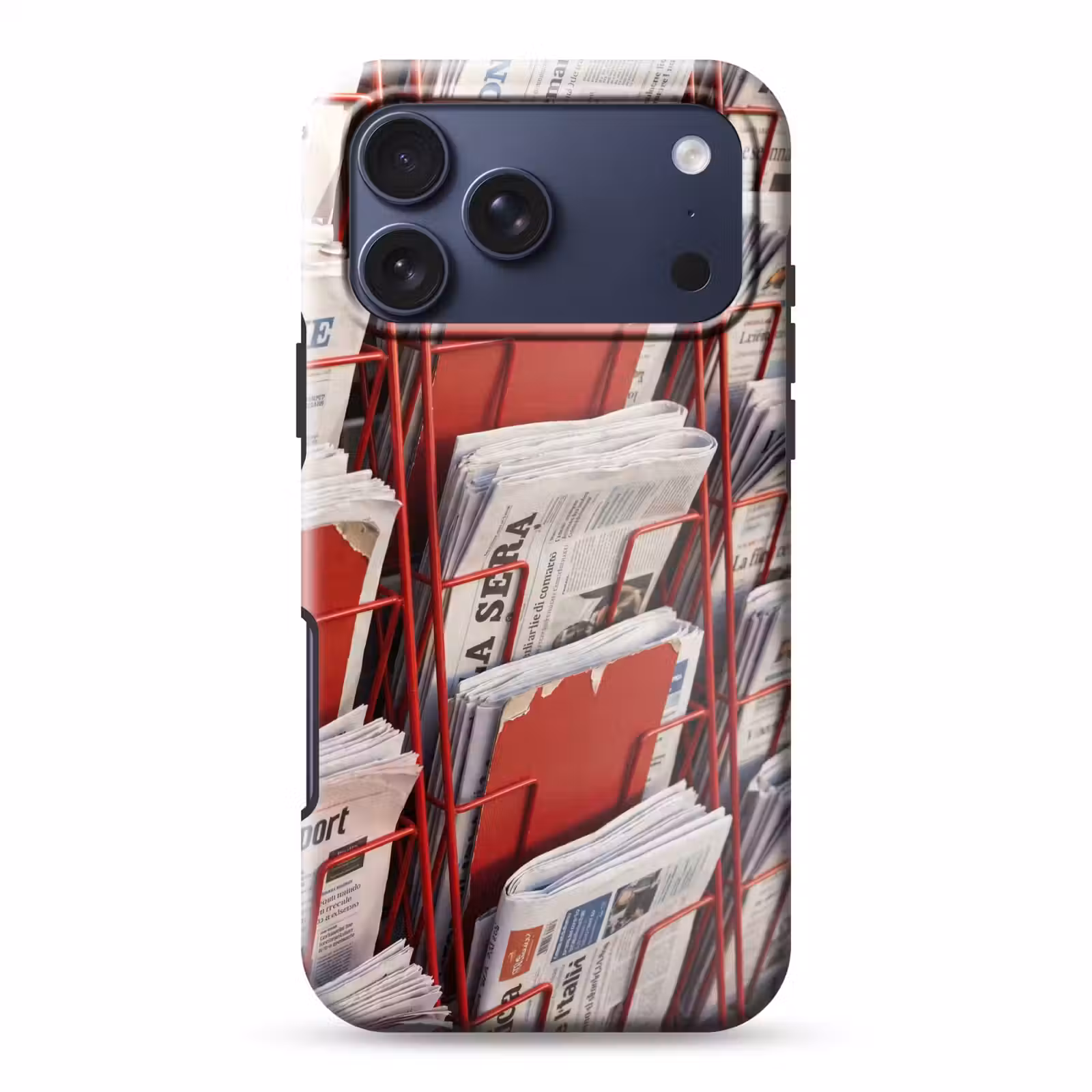 Telefoonhoesje Toughcase - Kranten - Rek - Stedelijk - Dagelijks leven - Rood — 1