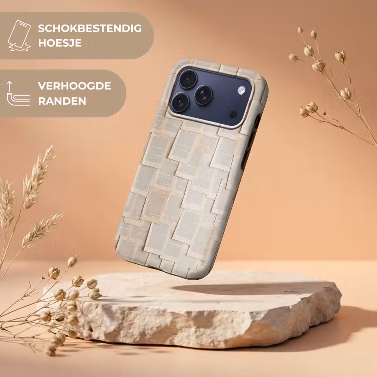 Telefoonhoesje Toughcase - Boekpagina - Collage - Literatuur - Vintage - Beige — 5