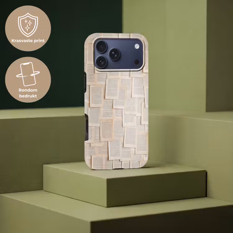 Telefoonhoesje Toughcase - Boekpagina - Collage - Literatuur - Vintage - Beige — 7