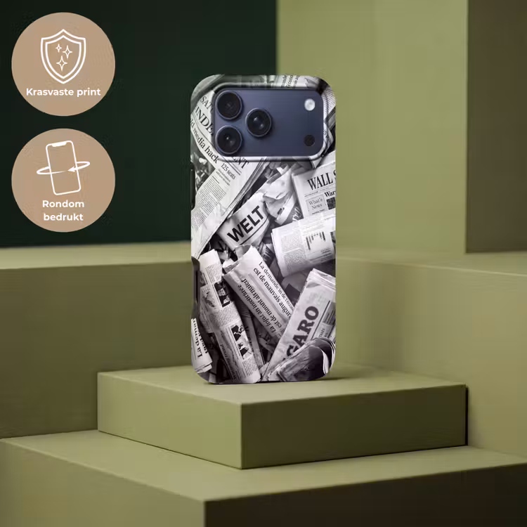 Telefoonhoesje Toughcase - Krant - Stapel - Nieuws - Zwart-wit — 7