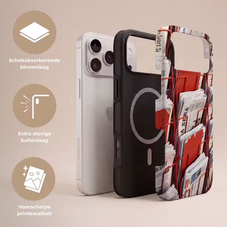 Telefoonhoesje Toughcase - Kranten - Rek - Stedelijk - Dagelijks leven - Rood — 3