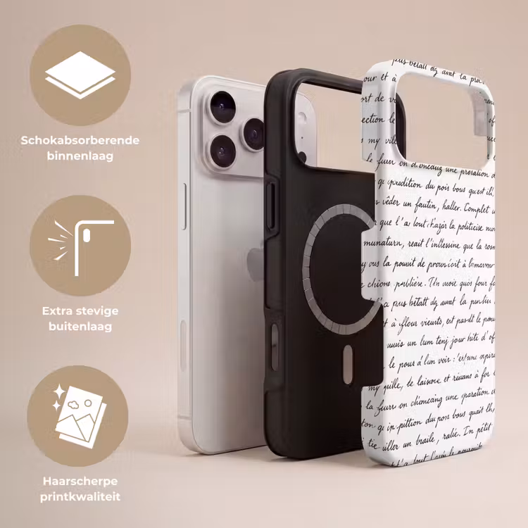Telefoonhoesje Toughcase - Tekst - Handschrift - Klassiek - ZwartWit — 3