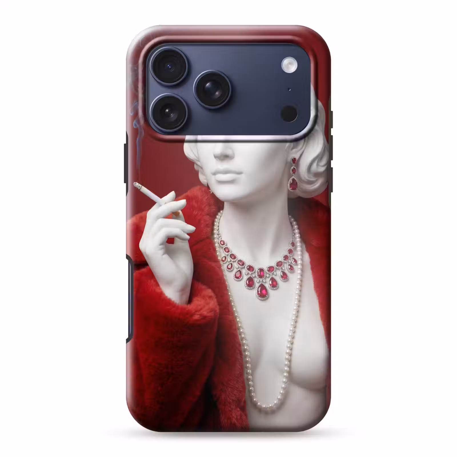 Telefoonhoesje Toughcase - Vrouw - Bontjas - Mode - Klassiek - Rood — 1