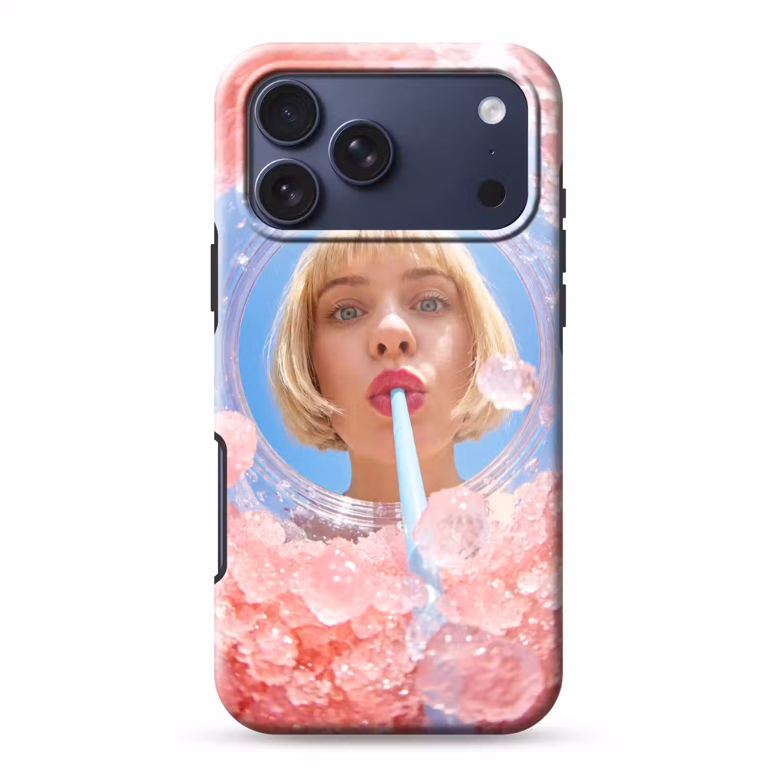 Telefoonhoesje Toughcase - Vrouw - Drank - Zomer - Roze - Blauw — 1