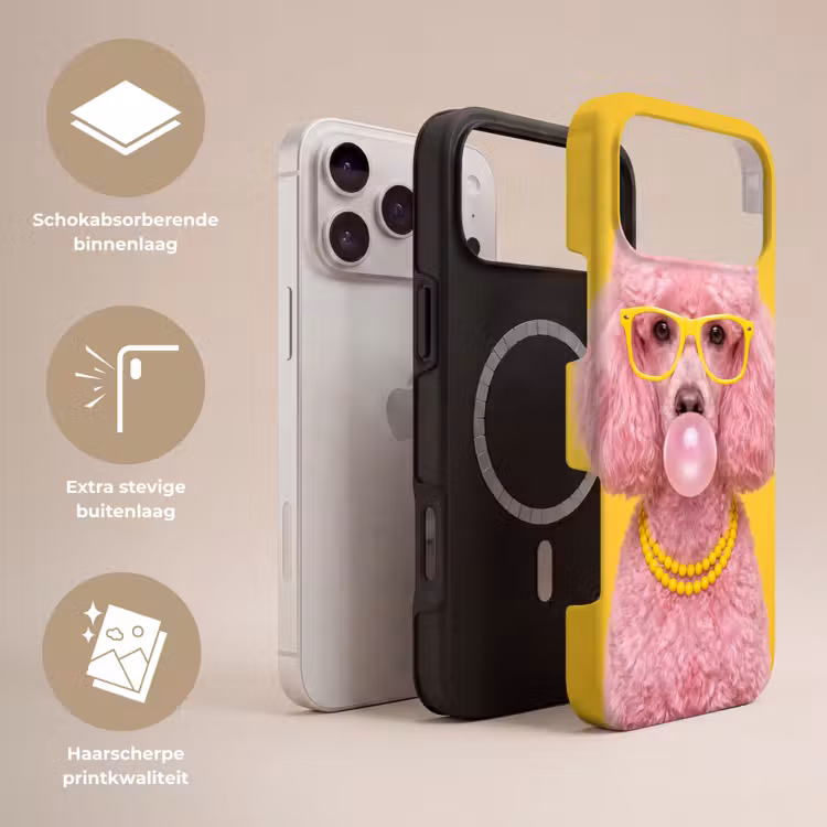 Telefoonhoesje Toughcase - Hond - Kauwgum - Dieren - Modern - Roze — 3