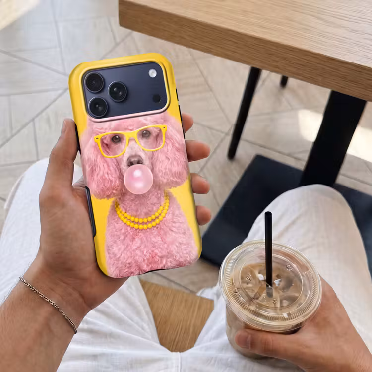 Telefoonhoesje Toughcase - Hond - Kauwgum - Dieren - Modern - Roze — 4