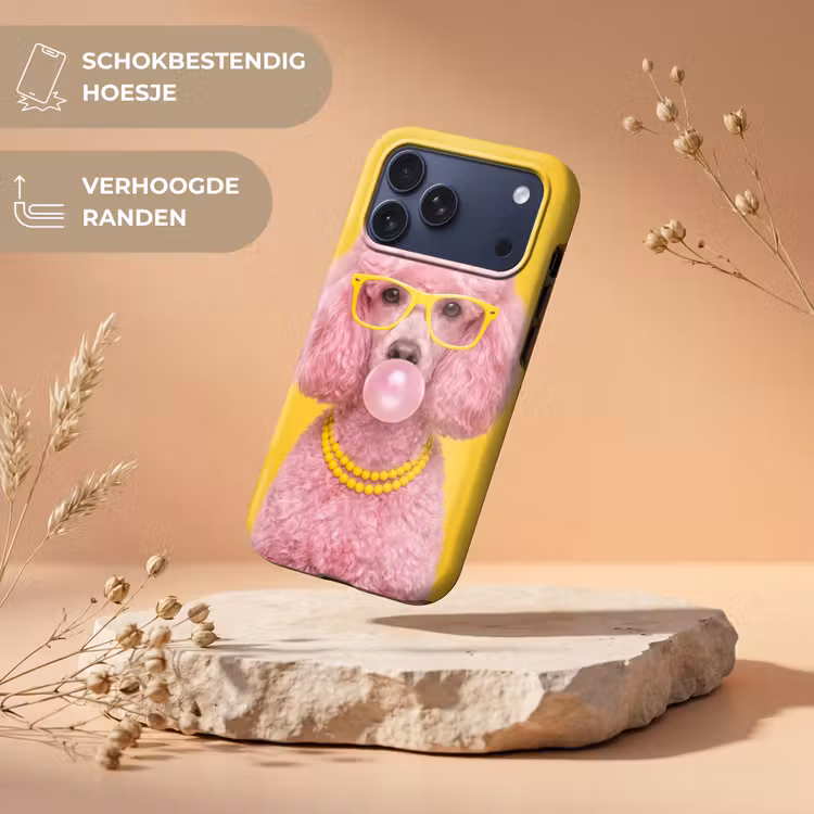Telefoonhoesje Toughcase - Hond - Kauwgum - Dieren - Modern - Roze — 5