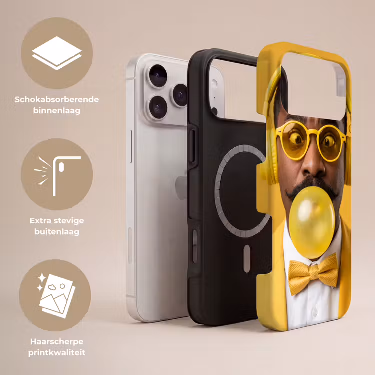Telefoonhoesje Toughcase - Man - Bubblegum - Portret - Geel - Modern — 3