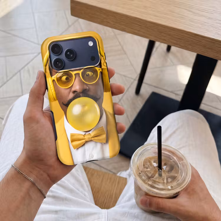 Telefoonhoesje Toughcase - Man - Bubblegum - Portret - Geel - Modern — 4