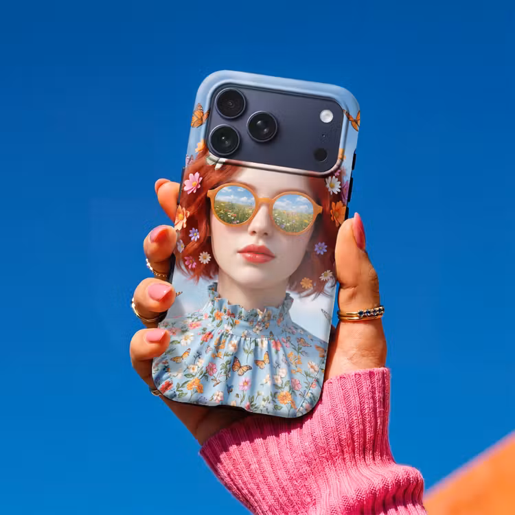 Telefoonhoesje Toughcase - Vrouw - Bloemen - Zomer - Portret - Kleurrijk — 2