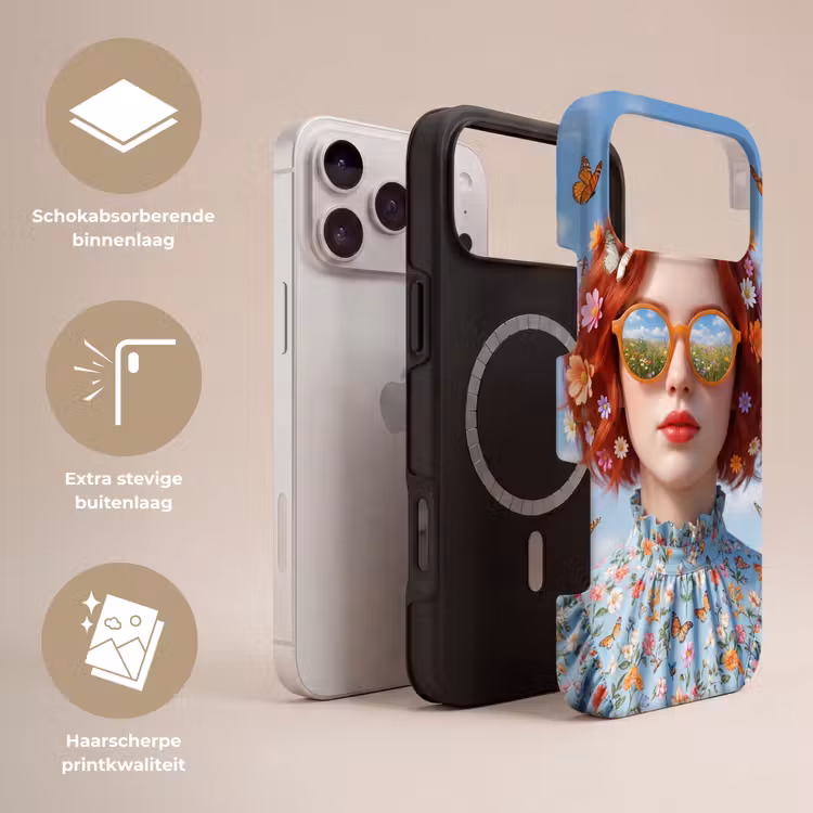 Telefoonhoesje Toughcase - Vrouw - Bloemen - Zomer - Portret - Kleurrijk — 3