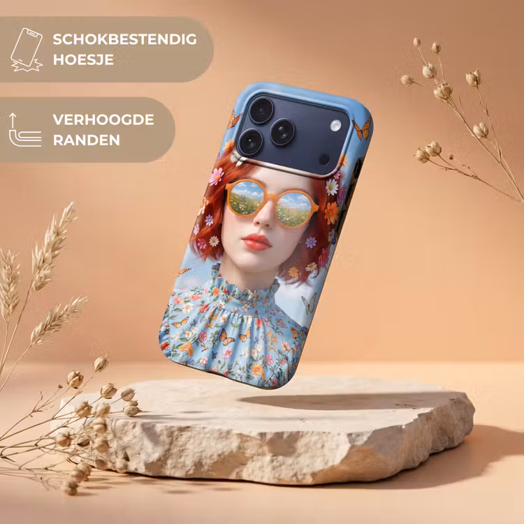 Telefoonhoesje Toughcase - Vrouw - Bloemen - Zomer - Portret - Kleurrijk — 5
