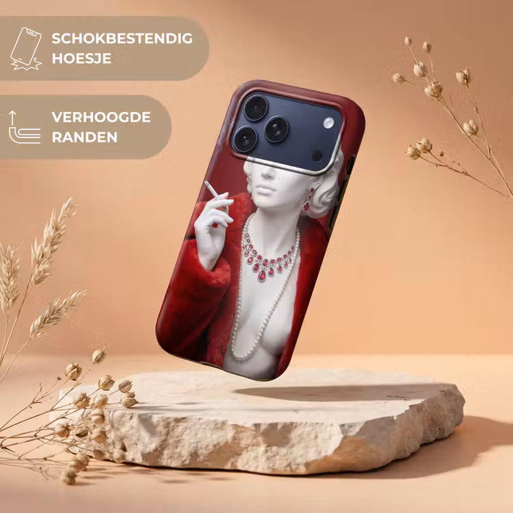 Telefoonhoesje Toughcase - Vrouw - Bontjas - Mode - Klassiek - Rood — 5