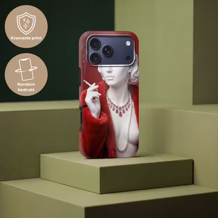 Telefoonhoesje Toughcase - Vrouw - Bontjas - Mode - Klassiek - Rood — 7