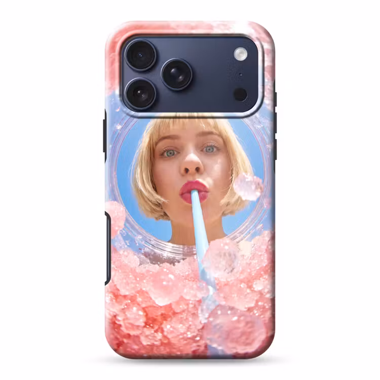 Telefoonhoesje Toughcase - Vrouw - Drank - Zomer - Roze - Blauw — 1
