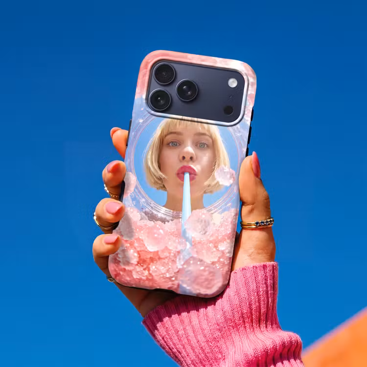 Telefoonhoesje Toughcase - Vrouw - Drank - Zomer - Roze - Blauw — 2