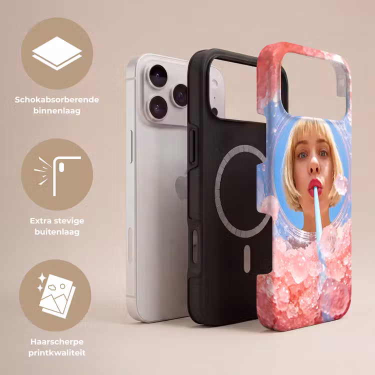 Telefoonhoesje Toughcase - Vrouw - Drank - Zomer - Roze - Blauw — 3