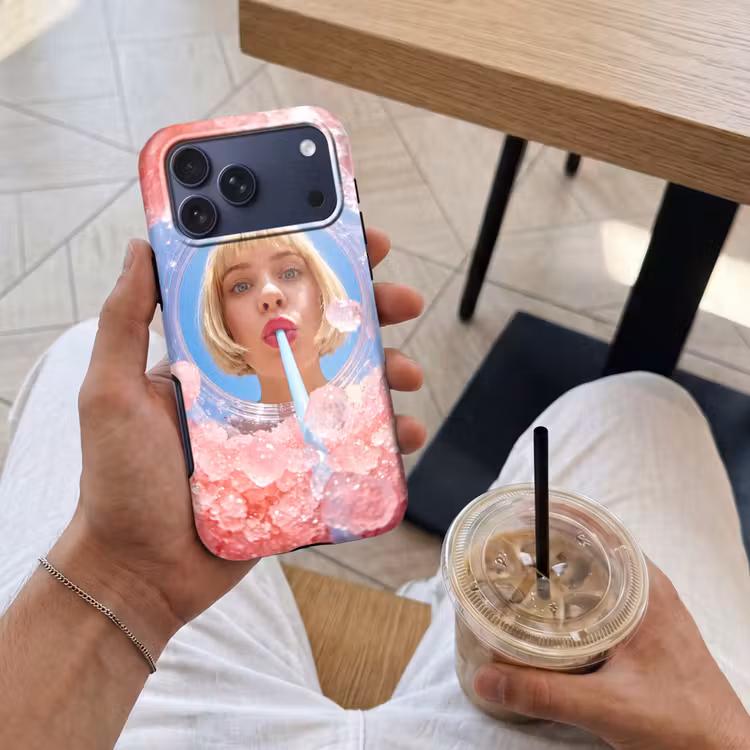 Telefoonhoesje Toughcase - Vrouw - Drank - Zomer - Roze - Blauw — 4
