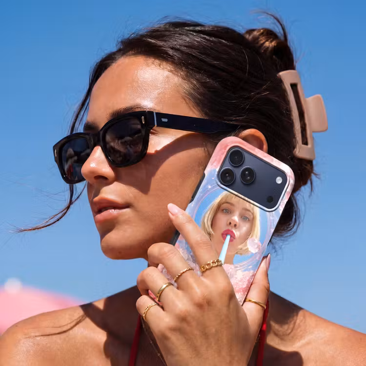 Telefoonhoesje Toughcase - Vrouw - Drank - Zomer - Roze - Blauw — 6