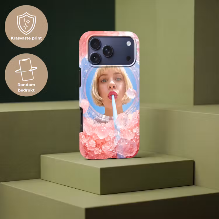 Telefoonhoesje Toughcase - Vrouw - Drank - Zomer - Roze - Blauw — 7